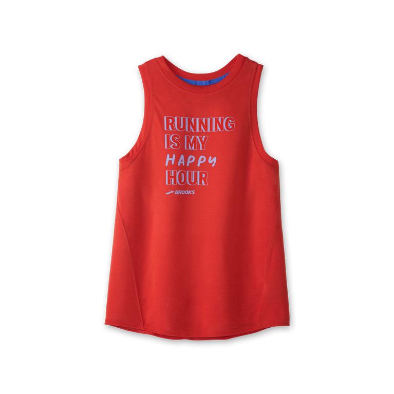 Brooks Distance Graphic Running Tank Top - Women's - Heather Jamberry/Happy Hour/Black (59736-HMYI)